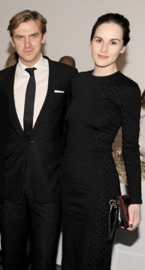 Dan Stevens and Michelle Dockery at the Vanity Fair Downton Abbey Season 2 Premiere.jpg